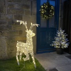 Cheapest 🎁 Kaemingk Soft Acrylic Leg Up Reindeer With Warm White LEDs ✔️