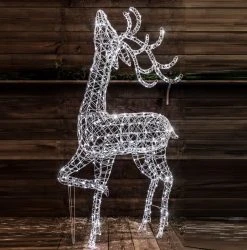 Discount π Noma 1m White Wicker Standing Reindeer With 160 White LEDs π