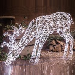 Cheap ???? Noma 1m White Wicker Grazing Reindeer With 160 White LEDs ????