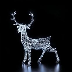 New 💯 Noma 1.4m Colour Changeable White Wicker Stag With Remote Control 🎁 -UK Christmas World Sales Store 2521011 12