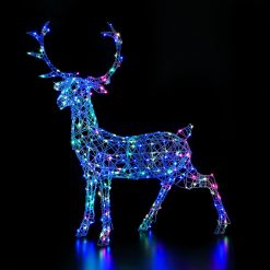 New ???? Noma 1.4m Colour Changeable White Wicker Stag With Remote Control ????