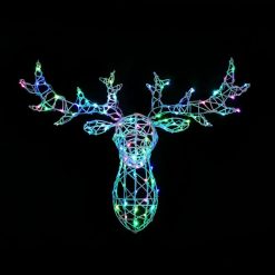 Budget ???? Noma White Wicker Stags Head Colour Changeable With Remote Control ???? -UK Christmas World Sales Store 2521012 5 900691
