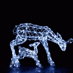 Discount ???? Noma Set Of 2 Remote Controlled Colour Changeable White Wicker Deer & Fawn ???? -UK Christmas World Sales Store 2521013 360image 900690