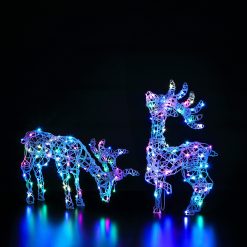 Outlet ???? Noma 60cm Colour Changeable White Wicker Standing Stag With Remote Control ????