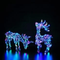 Outlet π Noma 60cm Colour Changeable White Wicker Standing Stag With Remote Control π