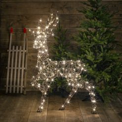 Budget ???? Noma 1.35m Brown Wicker Standing Richmond Stag With Warm White LEDs ????