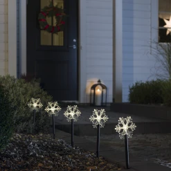 Best deal 👍 Konstsmide Set Of 5 Warm White Snowflake Stake Pathway Lights 💯