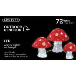 Outlet ⌛ Lumineo Set Of 3 LED Lit Acrylic Toadstools ???? -UK Christmas World Sales Store 499583v