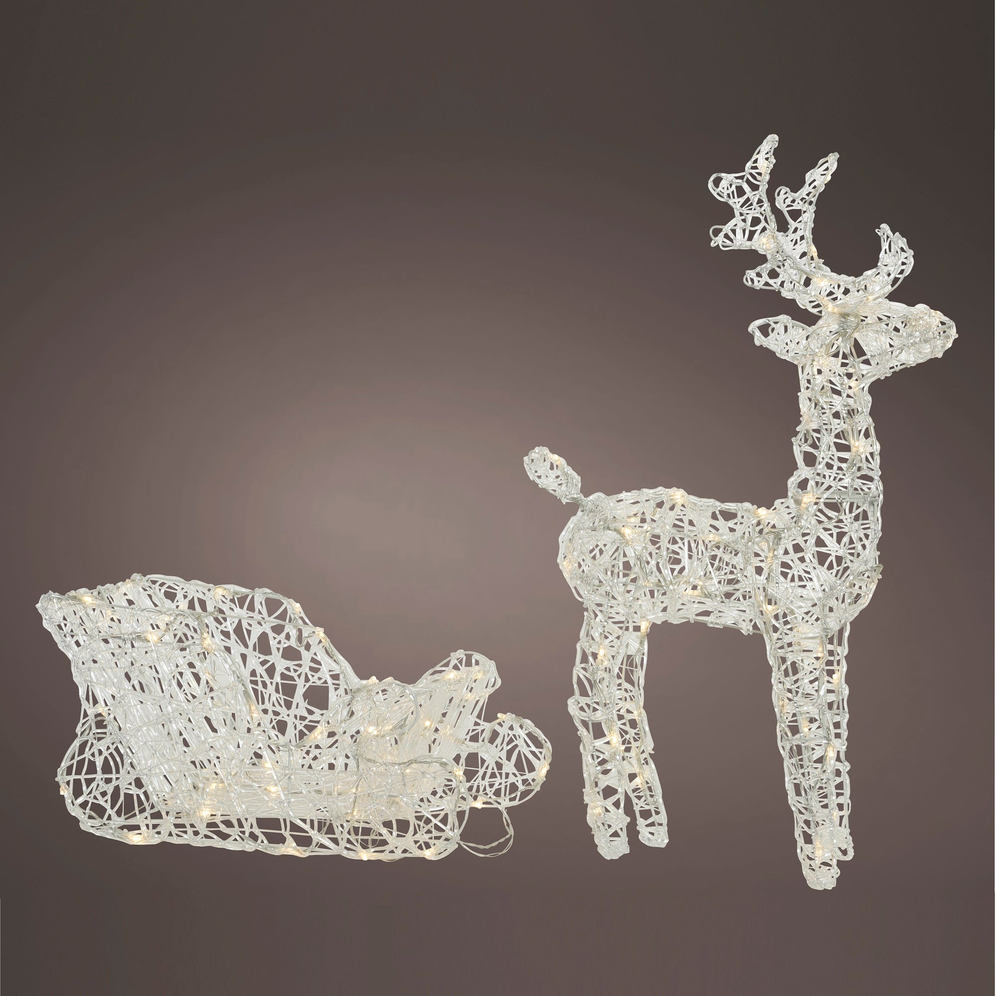 Acrylic Christmas Reindeer and Sleigh with Warm White LEDs Budget ???? Lumineo Acrylic ???? Christmas Reindeer And Sleigh With Warm White LEDs ???? -UK Christmas World Sales Store 500599