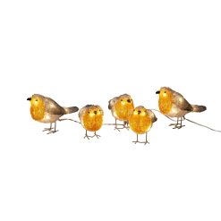 Brand new ???? Festive Set Of 5 LED Lit Acrylic ???? Christmas Robins ❤️ -UK Christmas World Sales Store 6245 103.I.1.0 Copy