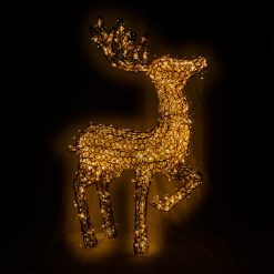 New ???? Festive Decorations Large Woodland Glass-look Acrylic Reindeer With Leg Up In Warm White ⭐