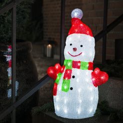 Deals ???? Konstsmide 50cm Acrylic Snowman With Scarf With 88 Ice White LEDs ✔️