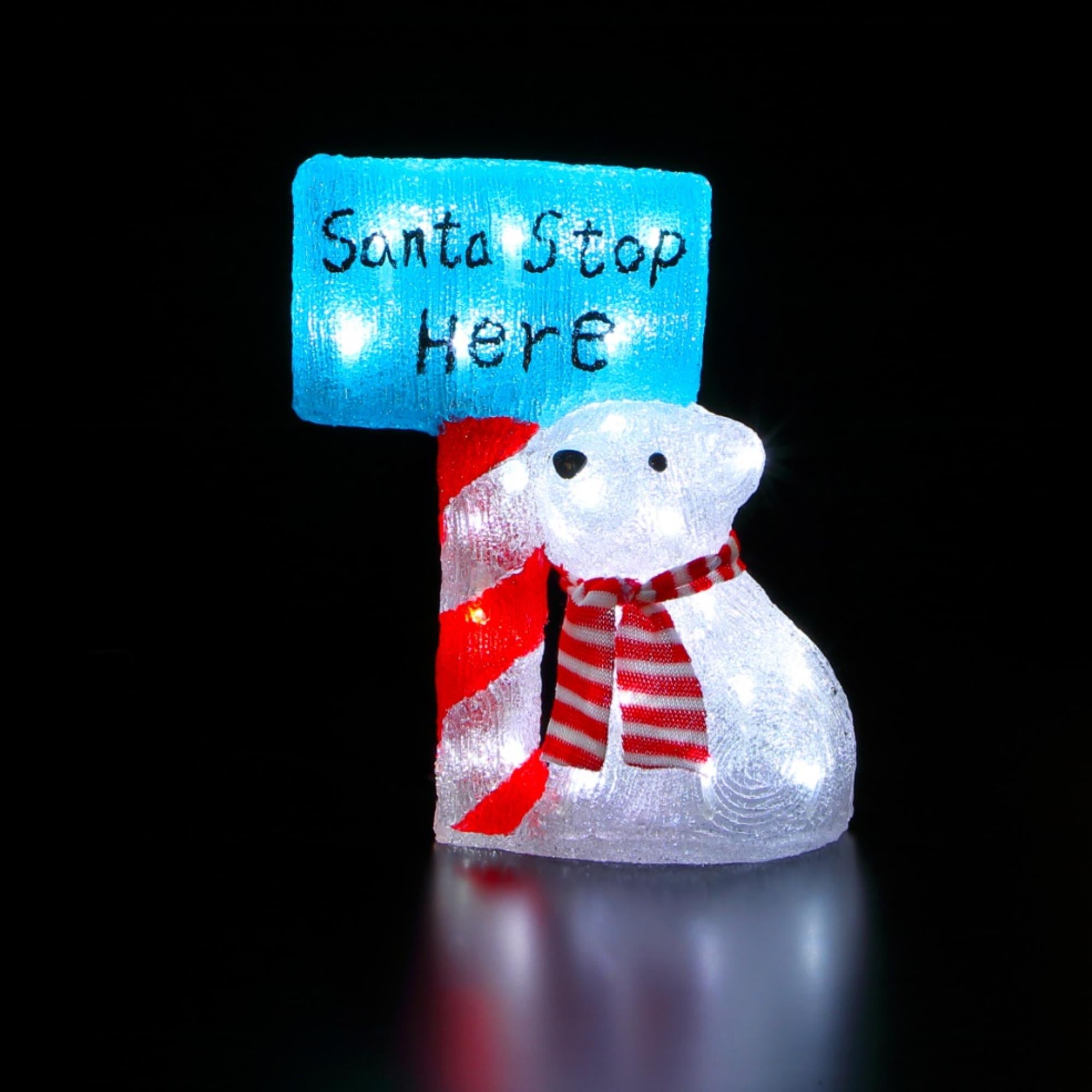 Christmas Polar Bear with Santa Stop Here Sign Best deal ???? Noma ???? Christmas Polar Bear With Santa Stop Here Sign ???? -UK Christmas World Sales Store 6922006 Copy