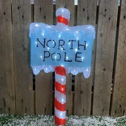 Outlet 🤩 Lumineo Cool White LED Acrylic North Pole Outdoor Sign 👍 -UK Christmas World Sales Store IMG 0494 Copy