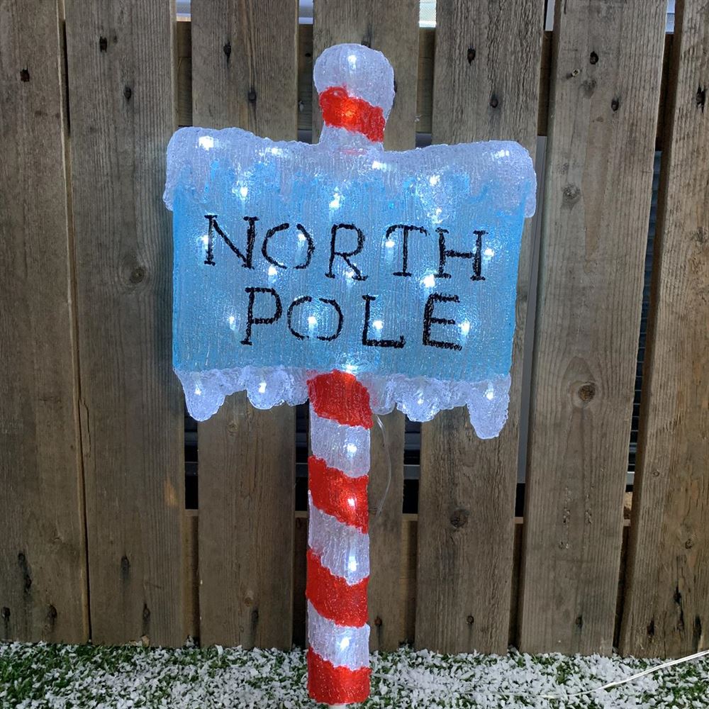 Cool White LED Acrylic North Pole Outdoor Sign Outlet ???? Lumineo Cool White LED Acrylic North Pole Outdoor Sign ???? -UK Christmas World Sales Store IMG 0494 Copy