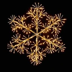 Hot Sale ⌛ Premier 90cm Gold Starburst Snowflake Light With Warm White LEDs ⭐