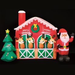 Budget ???? Premier 2.7m Inflatable Stable With Reindeer Santa And ???? Christmas Tree ????