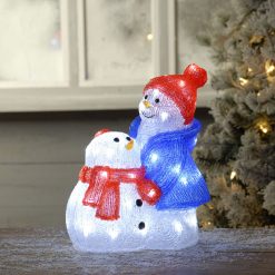 Cheap ⭐ Festive Acrylic Snowman And Baby With 40 White LED's ????