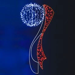 Cheap 👍 Blachere 2.65m 3D Blue Sphere And Red Scroll Lamp Post Commercial 🎅 Christmas Silhouette Motif (Refurbished) 😍