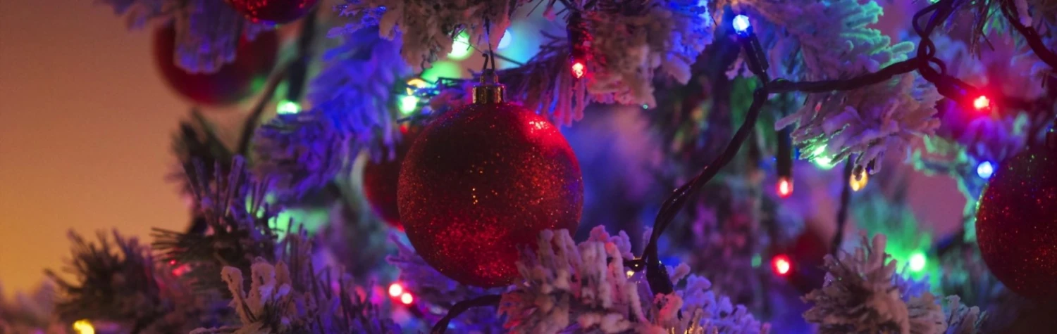 UK Christmas World Sales Store -UK Christmas World Sales Store multicolor christmas tree decorations balls lights header background image hd